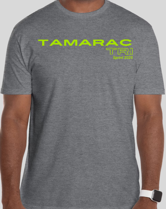 Tri Shirt Mock Up female walking on paved trail